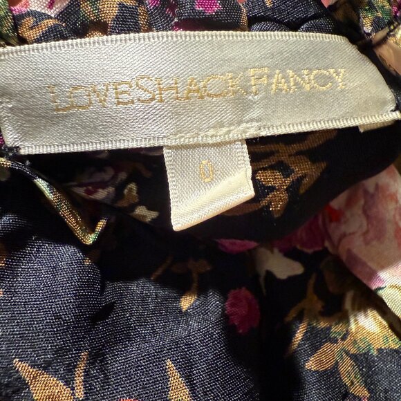 LOVESHACKFANCY-BEAUTIFUL- ALL SILK Black & Floral Gown Size 0 with POCKETS! - Picture 4 of 4